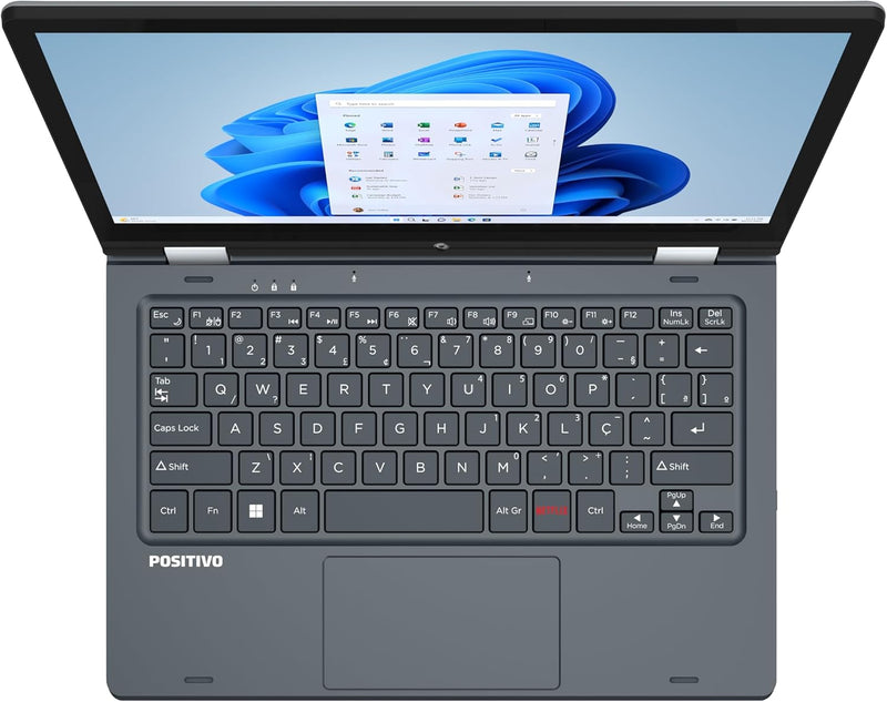 Notebook Positivo Duo 2 em 1 Intel Celeron Windows 11 Home 4GB 128GB, Tela 11.6" IPS HD, Cinza - C4128B-3