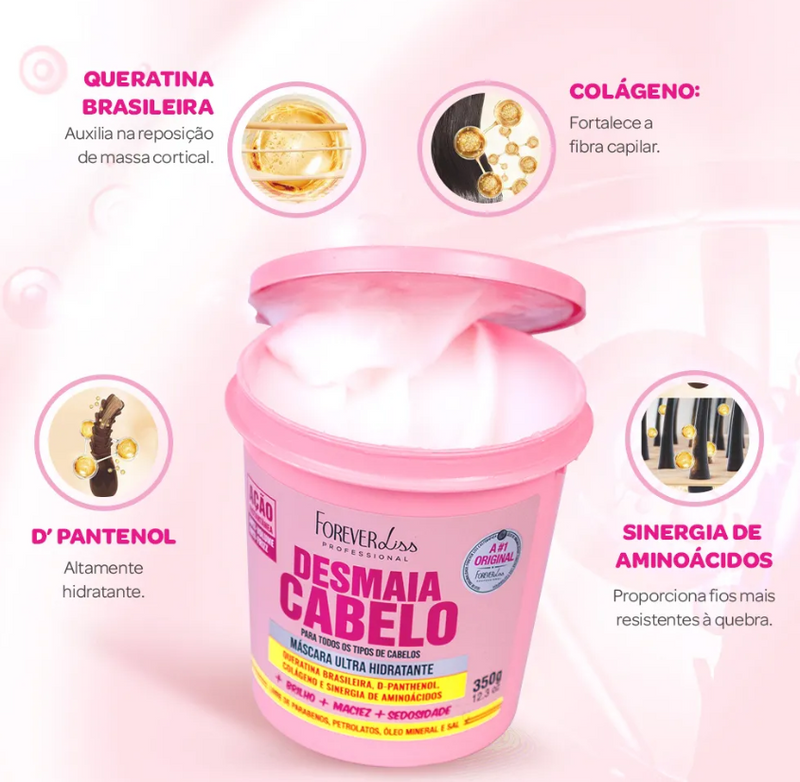 Máscara Ultra Hidratante Desmaia Cabelo Edição Limitada 350g Forever Liss
