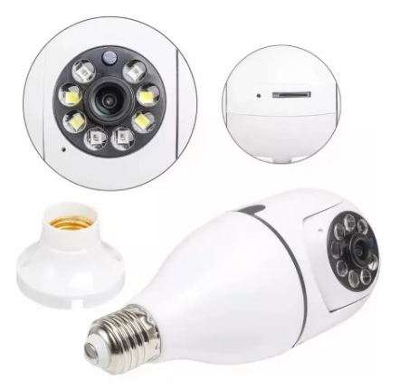 Câmera Lâmpada (100% HD) Usar Cartão De Memória IP Wifi Giratória 360 Full HD Visão Noturna