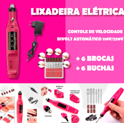 Kit Poligel Molde F1 Completo Alongamento Polygel com Cabine Sun Secadora Unhas Esmaltes + Lixa Lixadeira Motor Elétrica