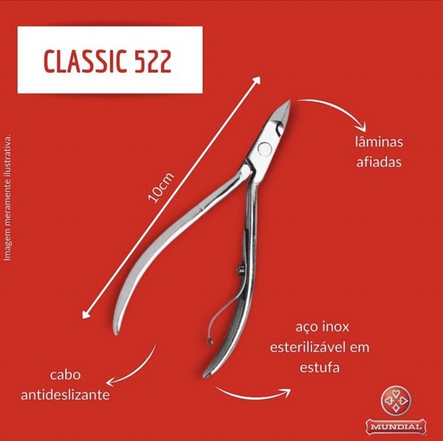 Alicate De Cutícula Unha Profissional 522 Classic Mundial Afiado