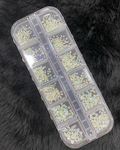 Kit 12 Strass Decoração Unhas Transparente colorido Encapsular Com Caixinha Organizadora Jóia
