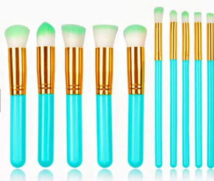 KIT 10 Pincels de maquiagem esfumar contorno kabuki profissional