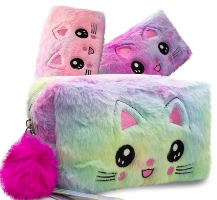 Estojo Escolar Feminino Box Grande Infantil Fofo Gatinho
