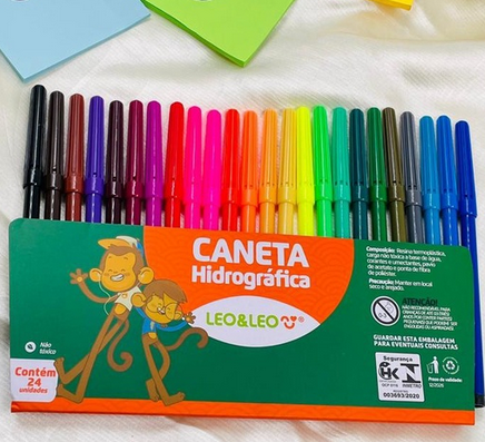 Caneta Canetinha Hidrográfica Com 12, 6 E 24 Cores - Leo E Leo