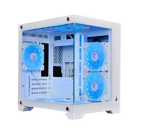 Gabinete Gamer Rise Mode Galaxy Glass M Mini, M-ATX, Lateral e Frontal em Vidro Temperado, Branco - RM-GA-GGMN-FW